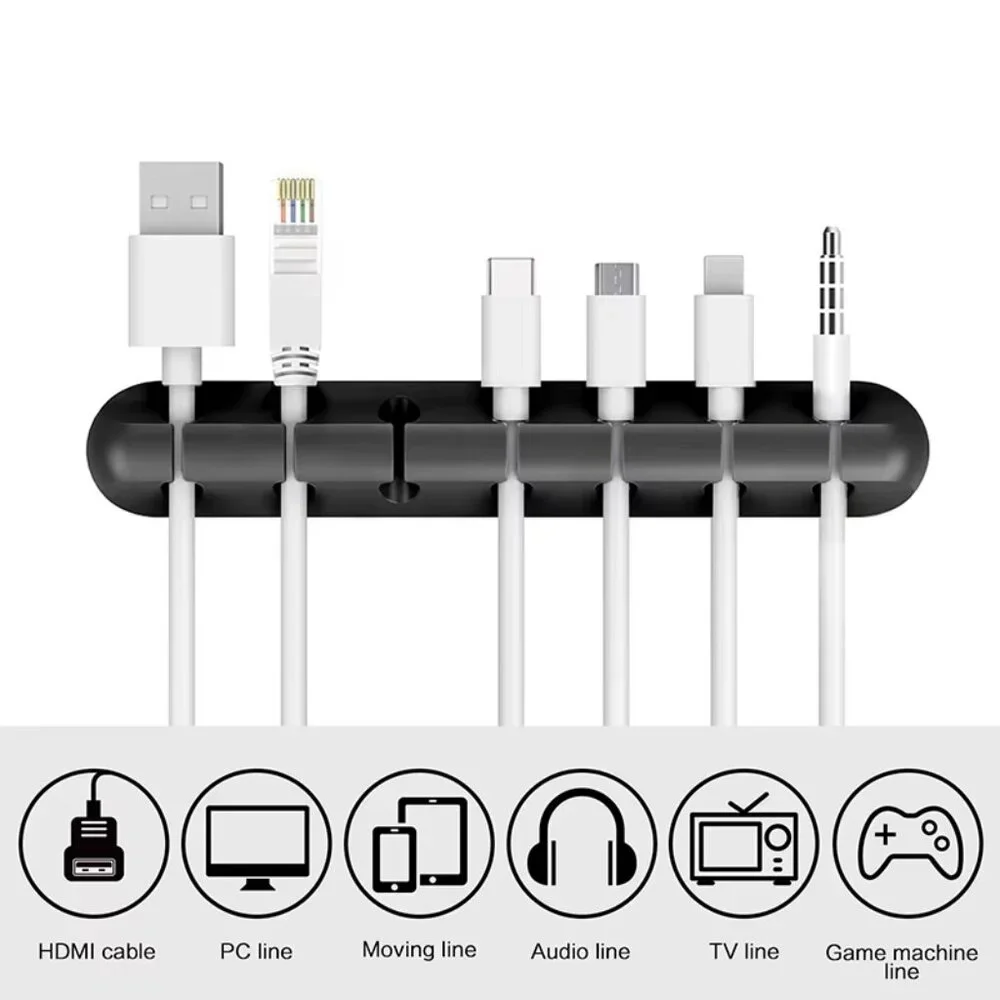 Silicone USB Cable Organizer Cable Winder Tidy Management Clips Cable Holder